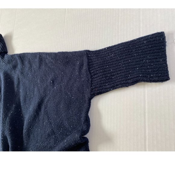 Loft Oversized Navy with White Flecks Coastal Knit Turtleneck Sweater Size S - Picture 8 of 11
